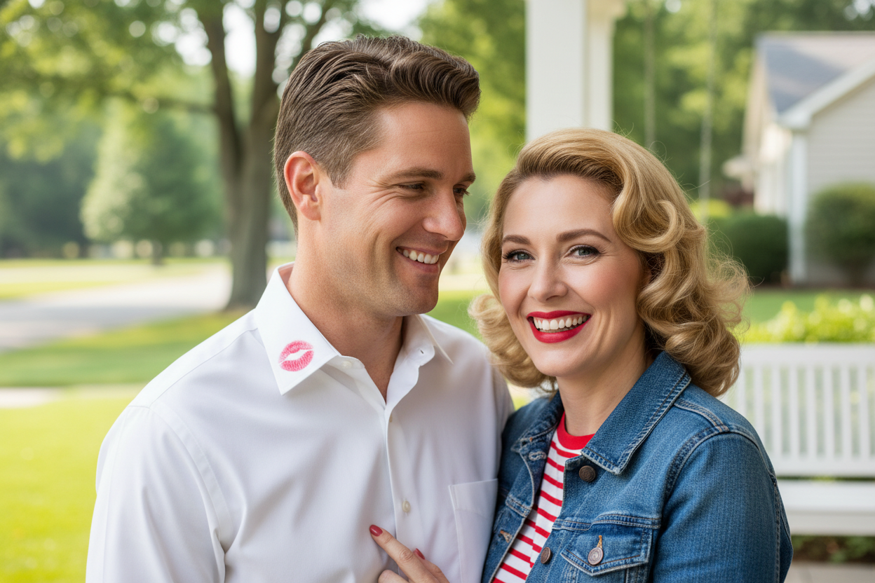 el beso en el cuello de la camisa
